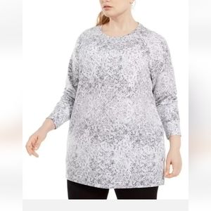 Ideology Women's Plus Size Snakeskin-Print Pocketed Tunic White Size 1X